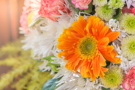 Colorful bouquets in the wedding are symbols of love and happiness.の写真素材
