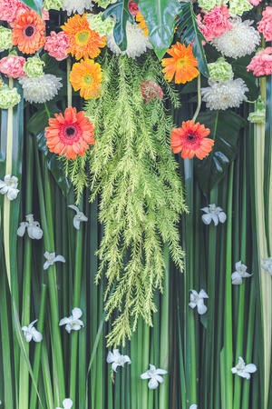The background image of flowers at weddings is a symbol of love and joy.の写真素材