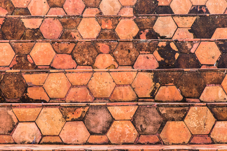The background image of the orange clay tiles is used as an illustration of the decorative work.の写真素材