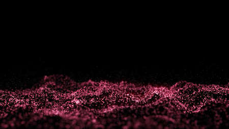 Particle background Sparkling red Has a bright shine Sparkling, beautiful, glowing Brightness of abstract in wave motionの写真素材