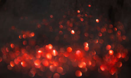 Blurred image red lights background defocused for festivals and celebrations.