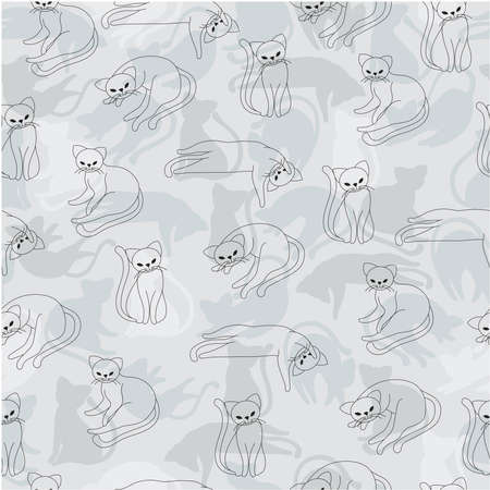 Cat line. Seamless pattern background.のイラスト素材