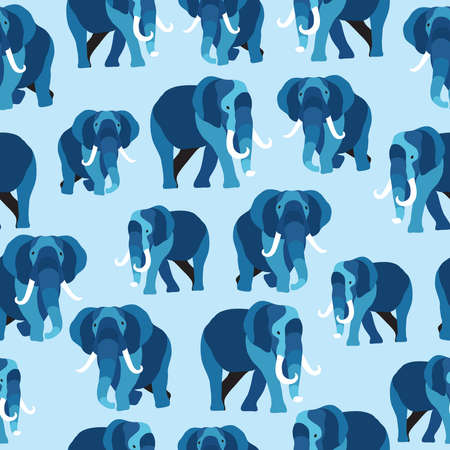 Elephant blue pattern.Seamless pattern background.のイラスト素材