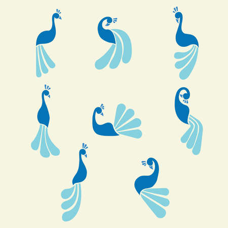 Peacock design isolated on yellow background.のイラスト素材