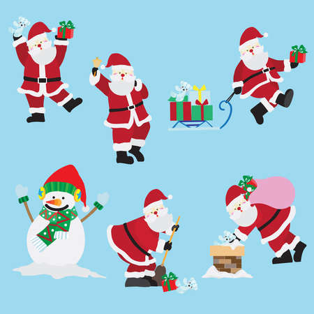 Collection of Santa Claus cartoon for Christmas timeのイラスト素材