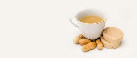 atole, marzipan and peanuts on a white background. with copy spaceの写真素材