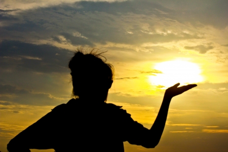 lift the sun silluateの写真素材