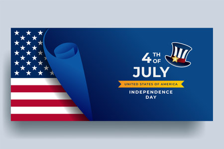Simple Realistic 4th of July Horizontal Banner Designのイラスト素材