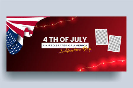 Realistic 4th of July Horizontal Banner Designのイラスト素材