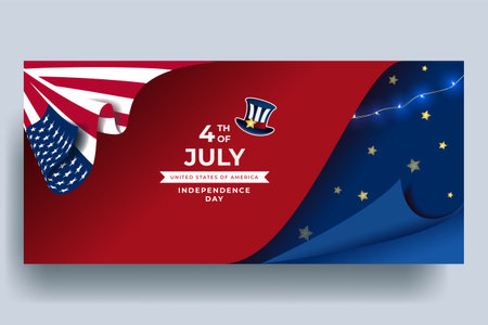 Modern Realistic 4th of July Horizontal Banner Designのイラスト素材