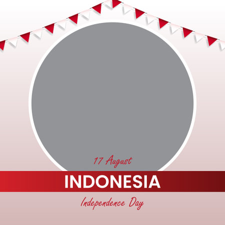 Indonesia Independence Day Socila Media Square With Empty Space For Picture.のイラスト素材