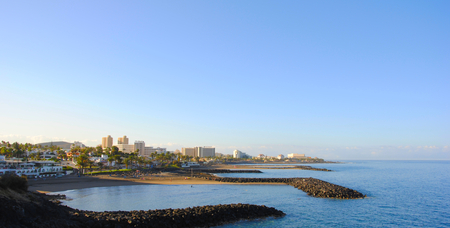 the rocky and sandy coast of Tenerife. Tenerife is one of the canary islands. the canary islands belong to spain.の写真素材