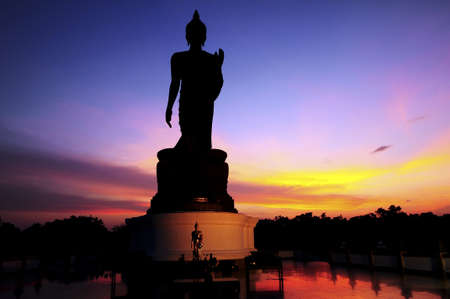 Tranquil Lord Buddha in silhouette.の写真素材