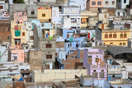 View of densely populated residential district, ghettos