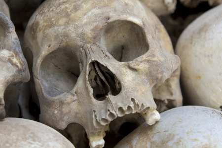 Skulls and bones in Killing field, Cambodia