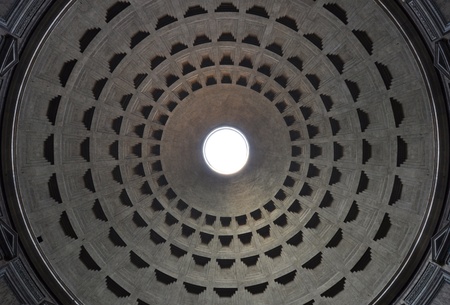 Dome of Rome Pantheon with oculus perfectly centeredの写真素材