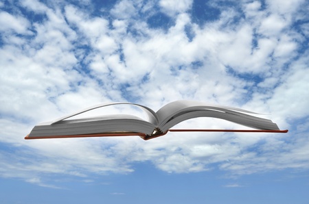 Floating book for knowledge and story time conceptの写真素材