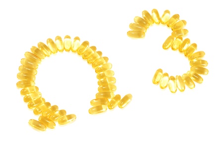 Omega-3 cod liver fish oil capsules for daily EPA and DHA dietary needsの写真素材