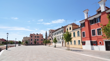 Colorful houses and buildings in Venice, Italyの写真素材