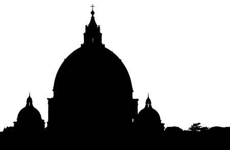 Saint Peters Basilica dome in Vatican City, Rome, isolated on white backgroundの写真素材