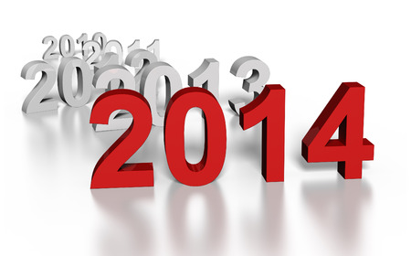 Text of year 2014 in front of previous yearsの写真素材