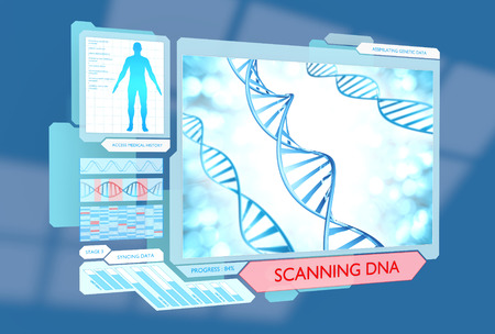 Futuristic DNA scanning medical procedure for monitoring healthの写真素材