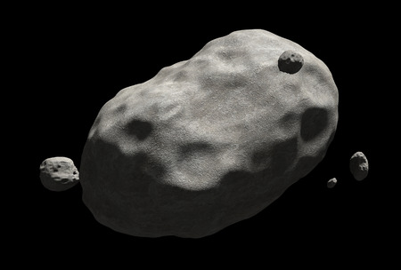 Huge comet with craters scattered over its surface, hurling through spaceの写真素材