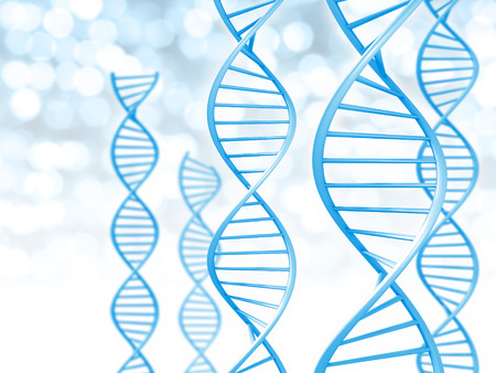 Biotechnology and genetic data concept of helix shaped DNA stringsの写真素材