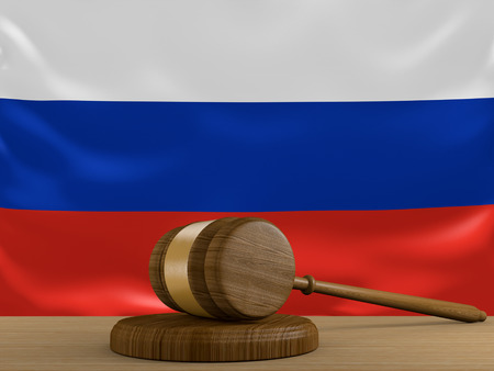 Russia law and justice system with national flagの写真素材