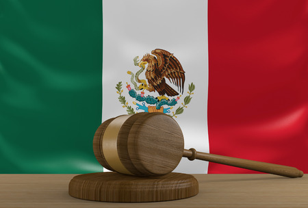 Mexico law and justice system with national flagの写真素材