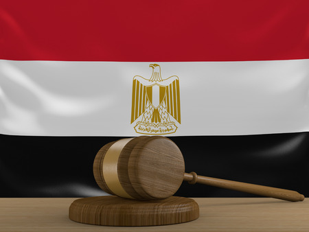 Egypt law and justice system with national flagの写真素材