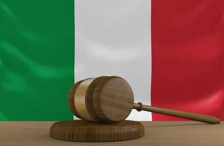 Italy law and justice system with national flagの写真素材
