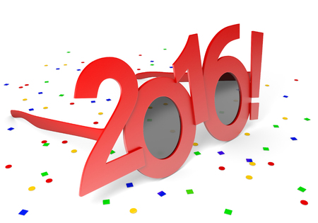 Red 2016 glasses for celebrating the New Year holiday