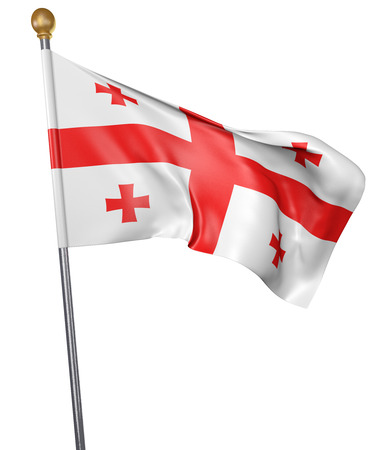 National flag for country of Georgia isolated on white background, 3D renderingの写真素材