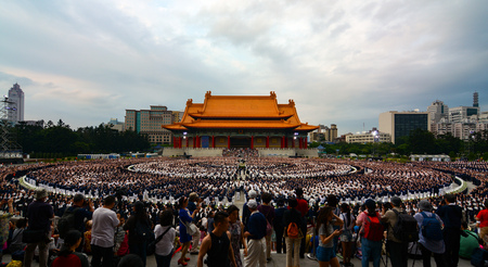 TAIPEI, TAIWAN - MAY 14, 2017 - Buddhist humanitarian organization Tzu Chi celebrating annual Mother's Day event at Chiang Kai-shek Memorial Hall in Taipei Cityのeditorial素材
