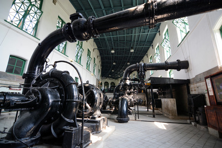 TAIPEI, TAIWAN - JULY 23, 2017 - Early 20th century water pumps and purification facilities at Taipei's Museum of Drinking Waterのeditorial素材