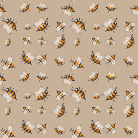 Seamless pattern with striped bees. Background with insectsのイラスト素材