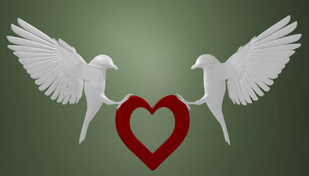 Birds and heartの写真素材