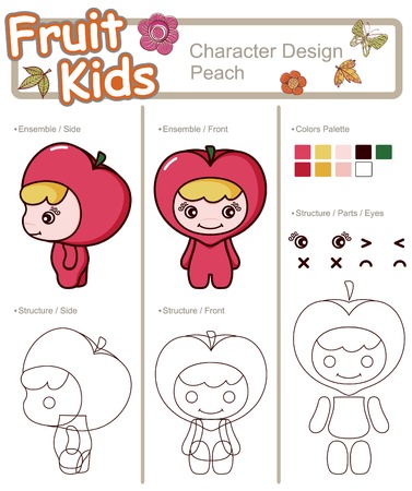 Fruit and Vegetable Baby ------ Peachのイラスト素材