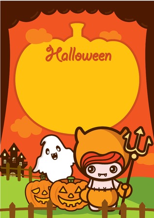 Halloween Holiday Demon Kid Backgroundのイラスト素材