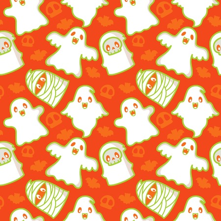 Halloween Ghost and Demon Patternのイラスト素材