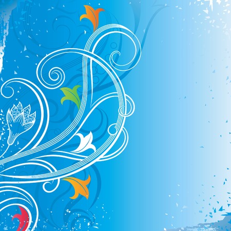 Abstract Blue Floralのイラスト素材