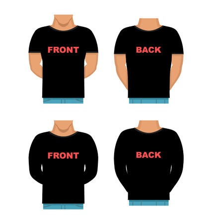 man with t-shirt and sweatshirt, vector flat mock up, template - Illustrationのイラスト素材