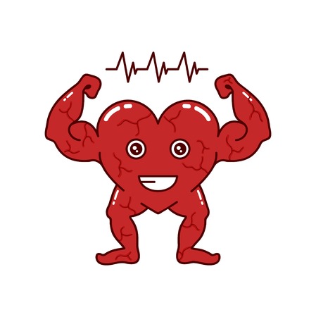 Strong heart character vector design fitness artのイラスト素材