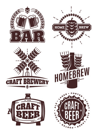 Vector vintage craft beer logos. bar labels, emblems and design elementsのイラスト素材
