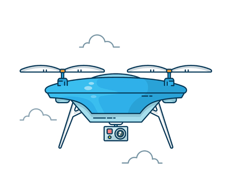 Modern outline flat style cartoon illustration  with a camera concept.のイラスト素材