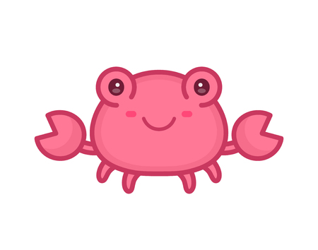 Cute happy smiling sea crab. Vector modern flat style cartoon character illustration. Isolated on white background.のイラスト素材