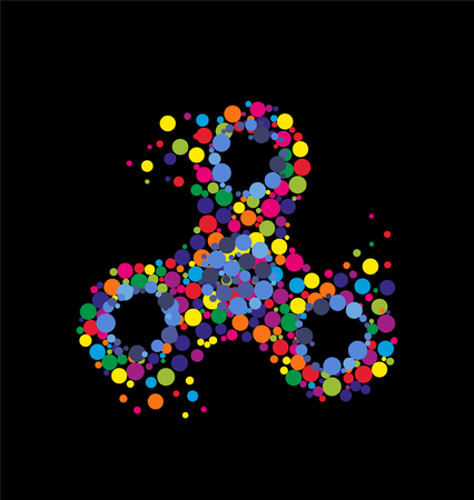 Creative abstract hand spinner, fidget spinner. Vector modern flat style cartoon colorfull illustration icon design. Isolated on black background.Fidget spinner concept print design for t-shirt,posterのイラスト素材