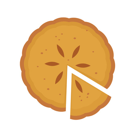Homemade sliced pie with fruit filling. Vector flat cartoon illustration icon.Isolated on white backgroundのイラスト素材