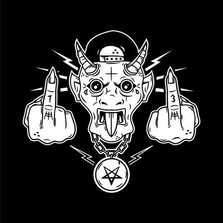 Angry devil print vector design artのイラスト素材
